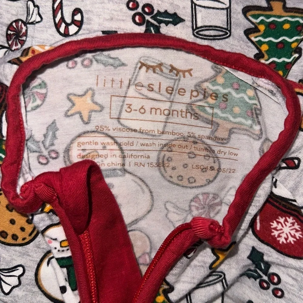 Little Sleepies Holiday Treats Christmas Festive Bamboo Zippy Pajamas 3-6 M